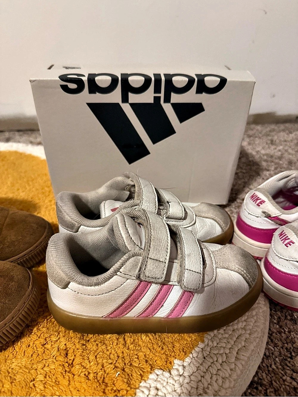 adidas VL Court 3.0 Hook & Loop Infant Shoes White & Pink